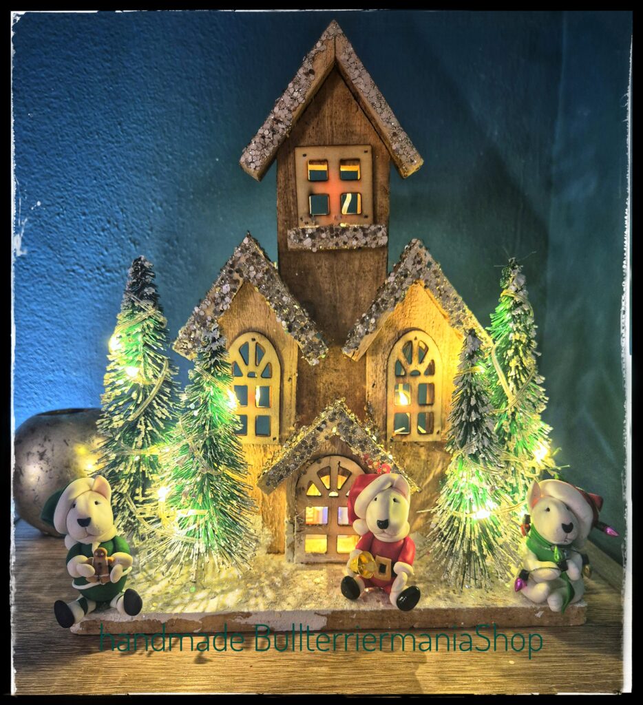 HBull Terrier Christmas Village Handmade Holiday Decoration