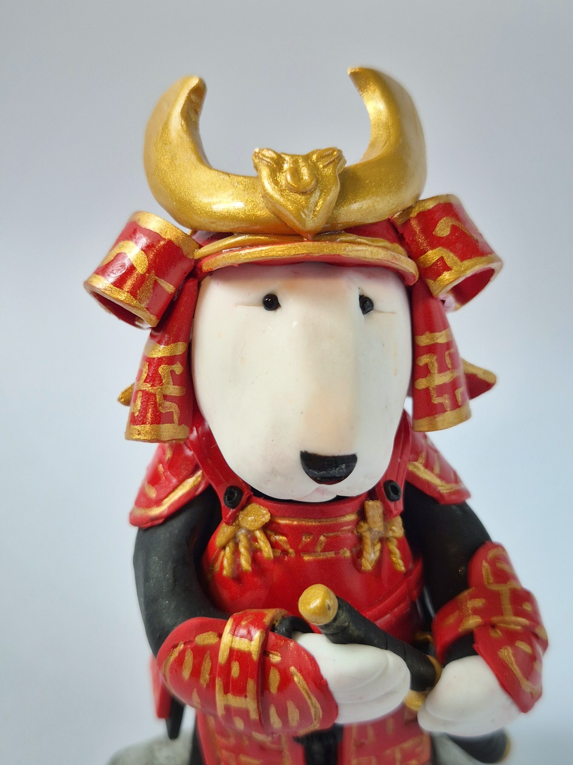 English Bull Terrier Figurine as Samurai Warrior Bullterrier Decor Handmade Collectible Gift - Image 4
