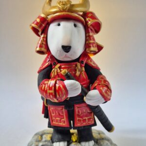 Handmade Samurai Bull Terrier warrior figurine