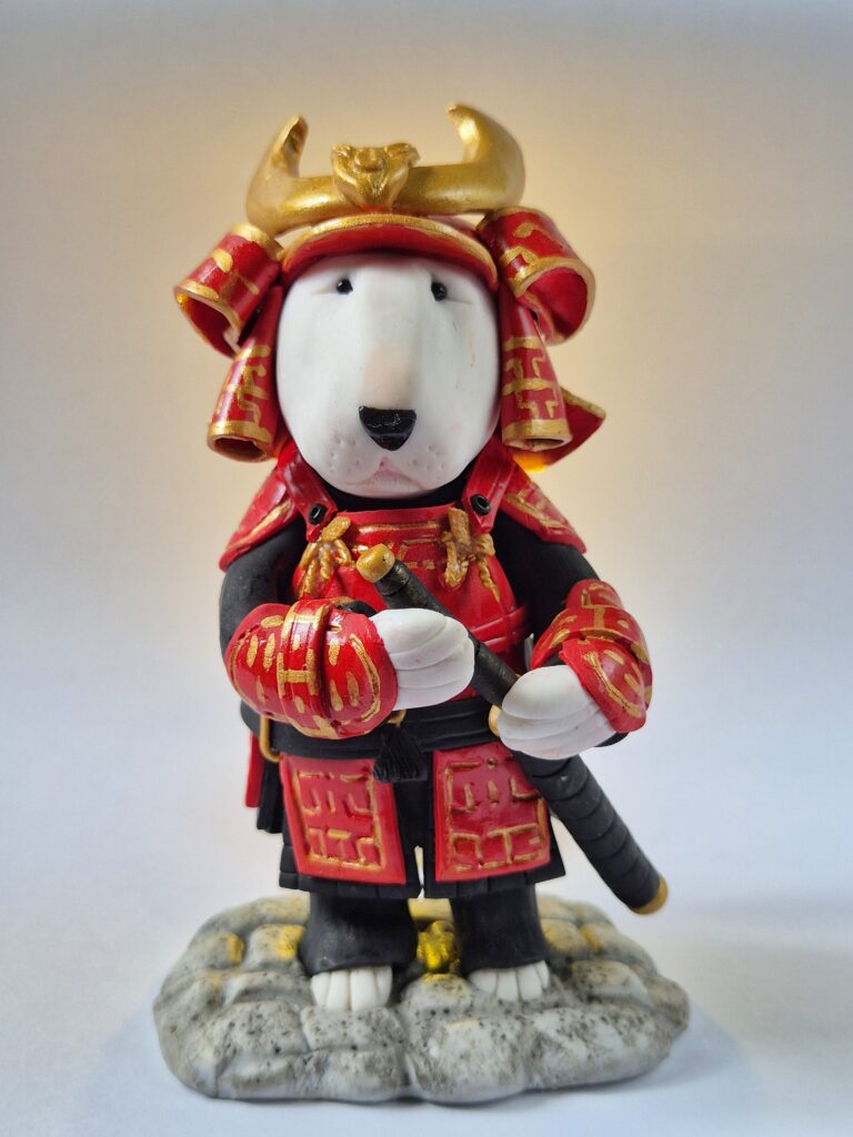 English Bull Terrier Samurai Figurine