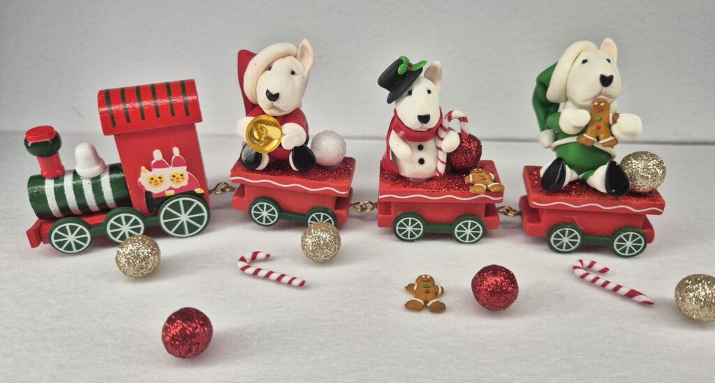 Bull Terrier Christmas Train Handmade Holiday Decoration