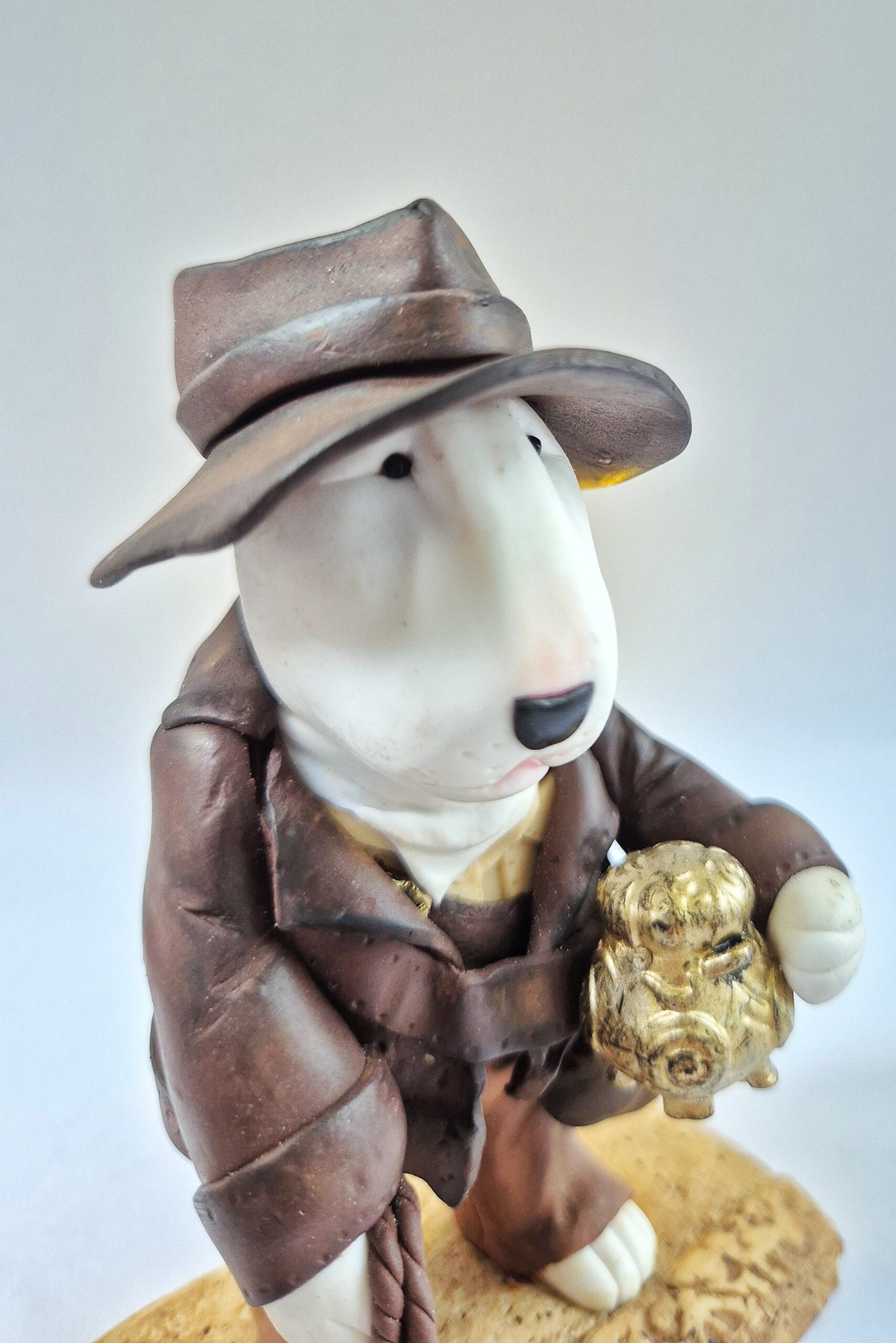 Indiana the Explorer Bull Terrier Adventure Bull Terrier Figurine Handmade Explorer Dog Sculpture - Image 2