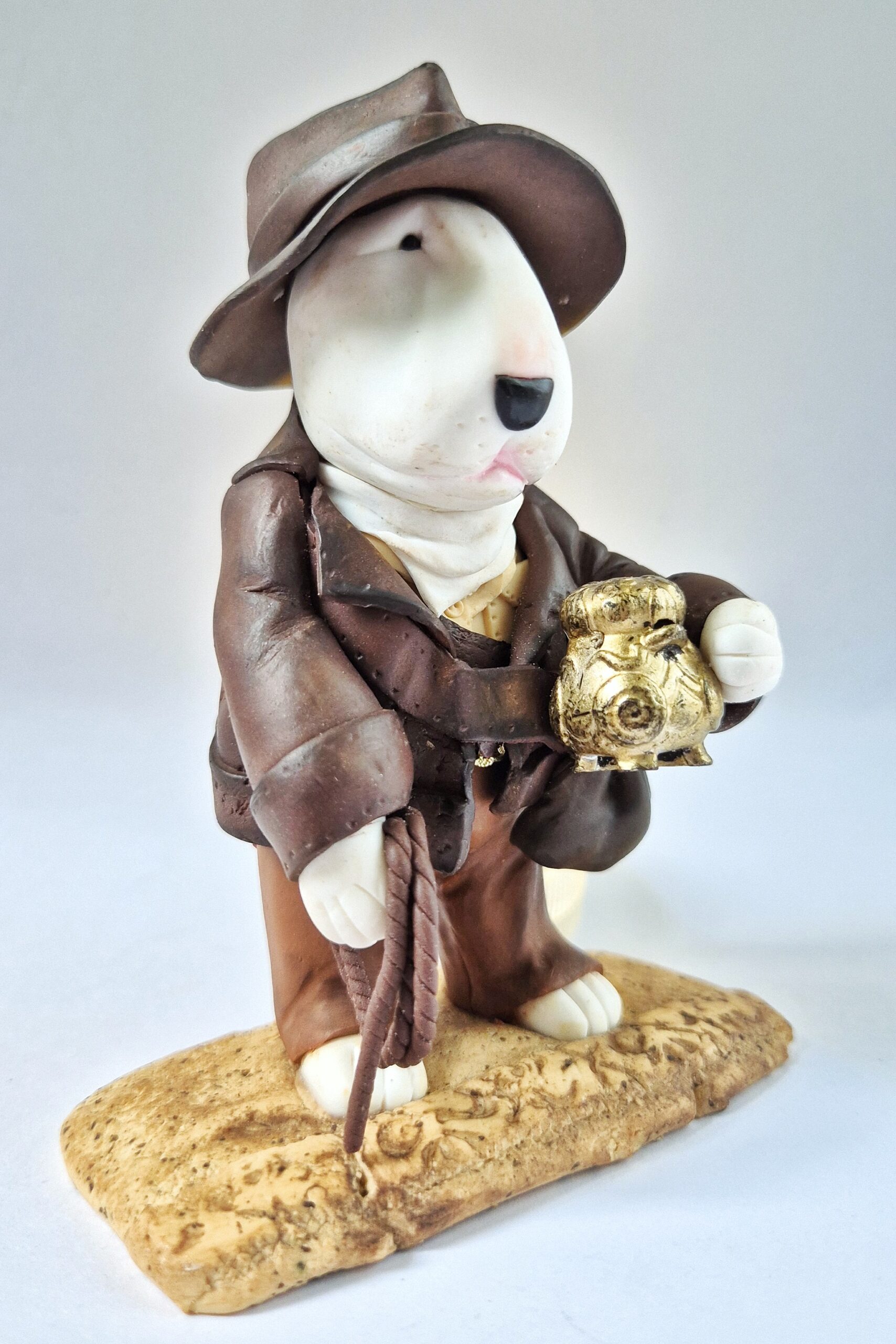 Indiana the Explorer Bull Terrier Adventure Bull Terrier Figurine Handmade Explorer Dog Sculpture - Image 3