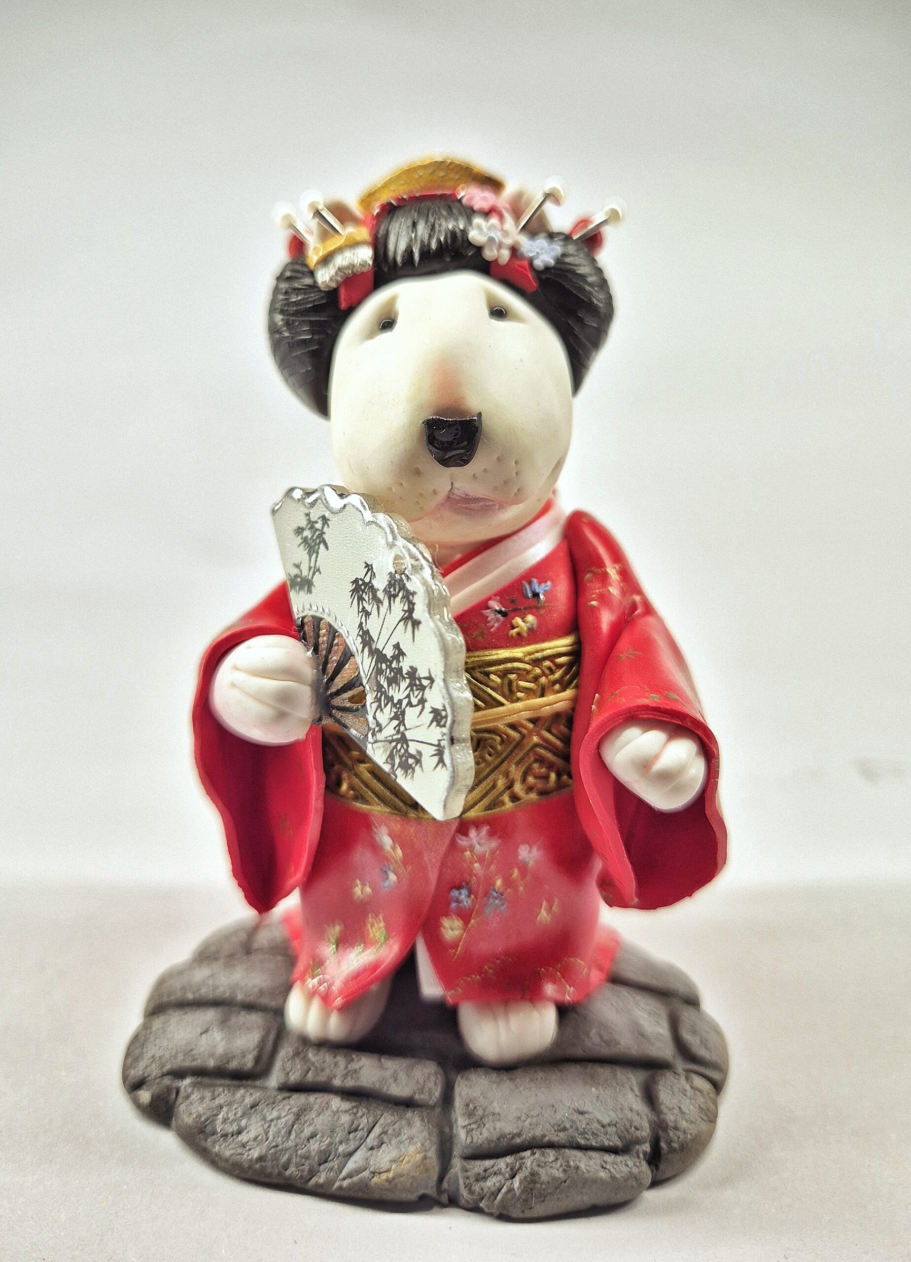 Geisha Bull Terrier figurine