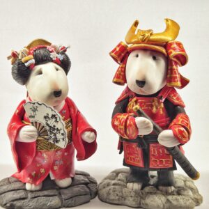 Samurai and Geisha Bull Terrier Figurines