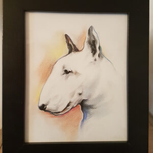 Custom Bull Terrier portrait handmade from photo, personalized dog artwork without frame