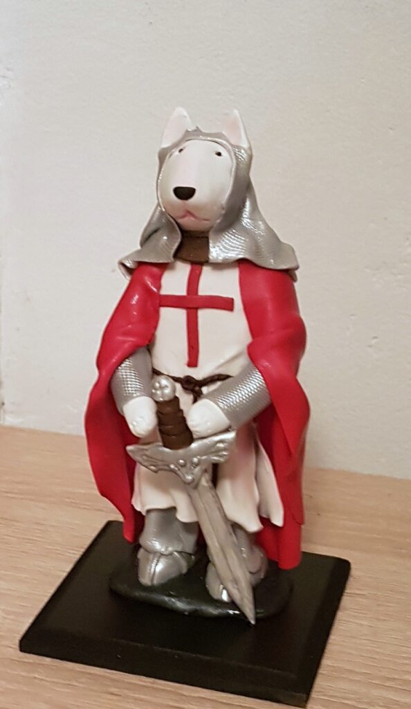 Bull Terrier Knight Figurine, Medieval Dog Sculpture, Handmade Bull Terrier Decor, Knight Gift, Dog Lover Collectible