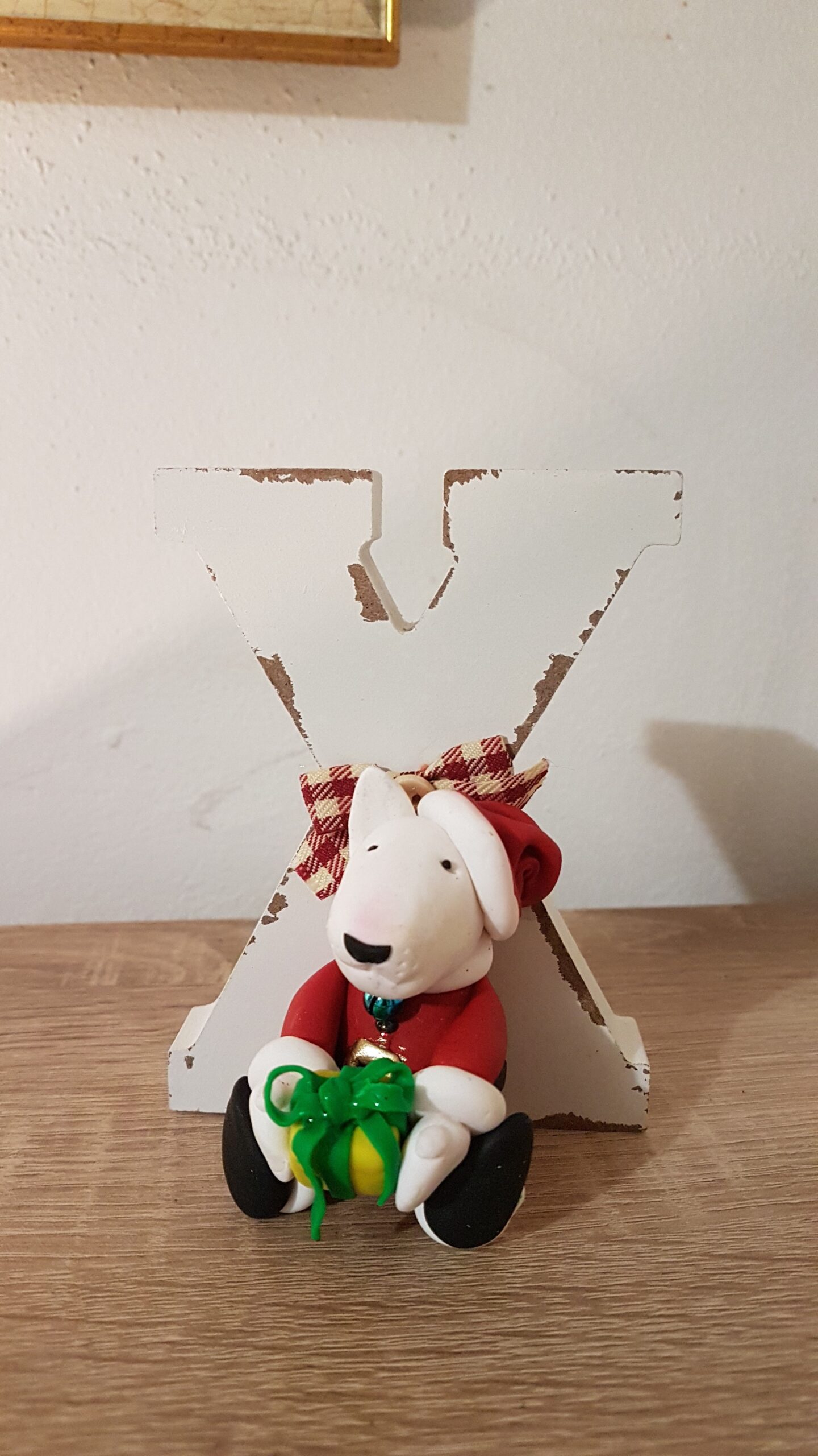 Christmas Bull Terrier Xmas Decoration with Handmade Holiday Dog Figures - Image 2