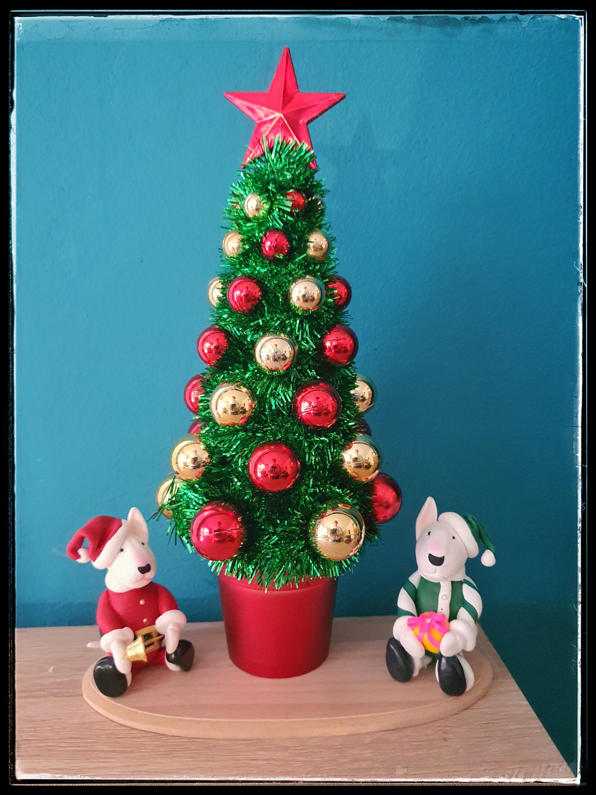 Handmade Bull Terrier Christmas tree display