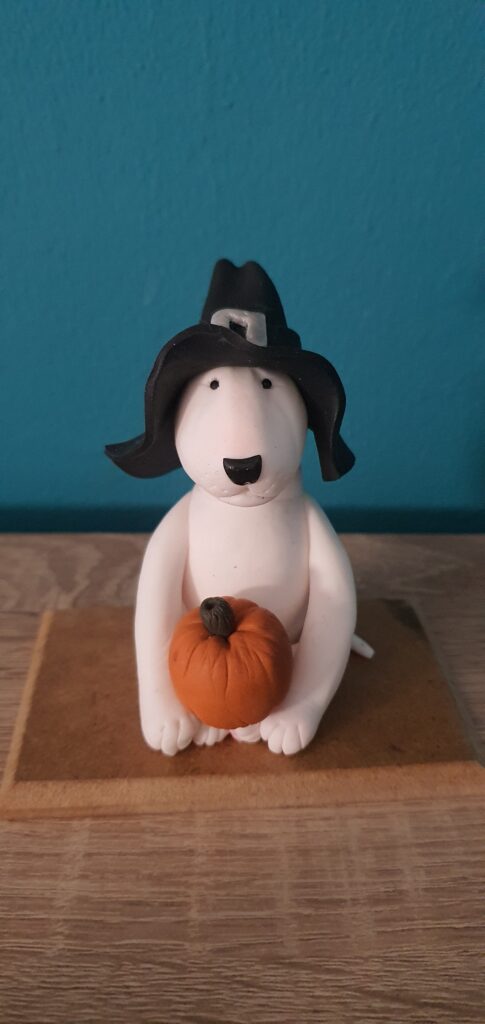 Bull Terrier Pumpkin Figurine