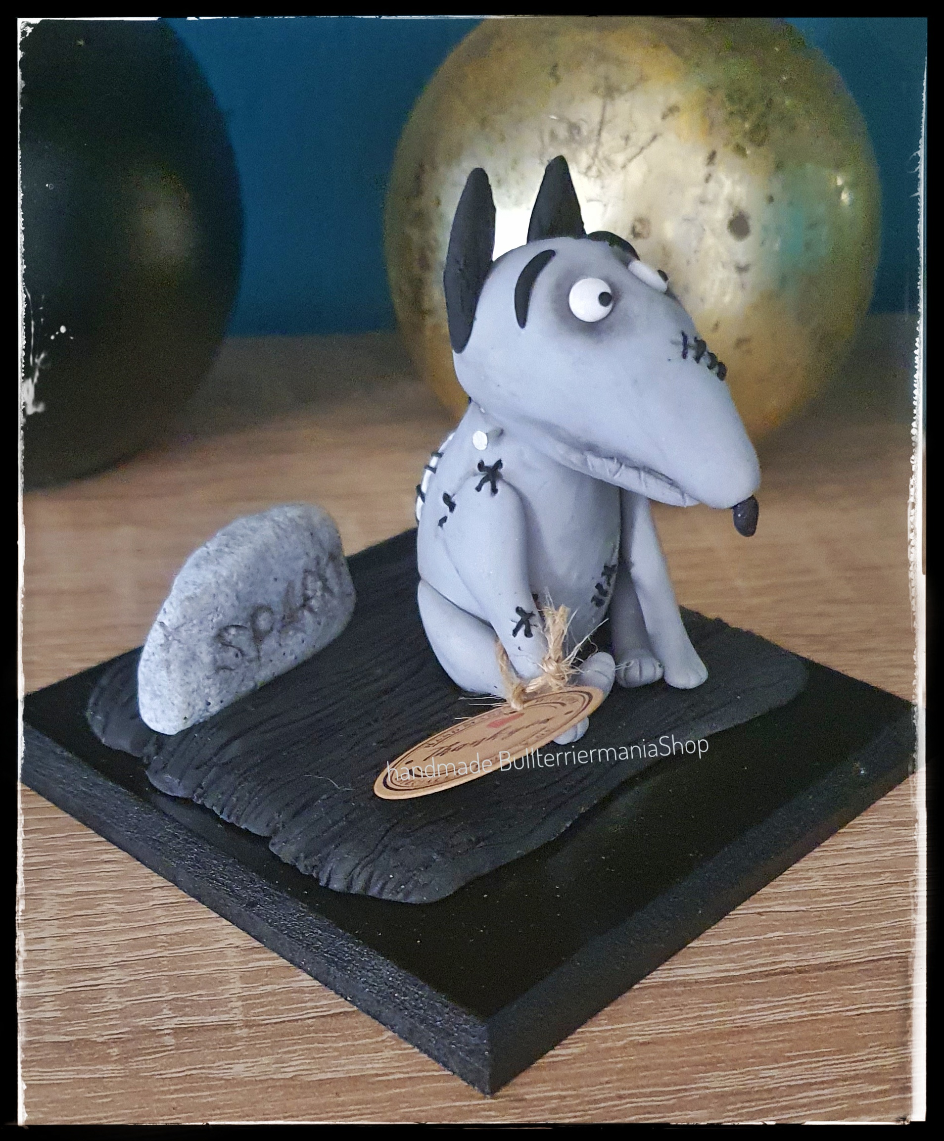 Handmade Frankenweenie Bull Terrier Dog Sculpture