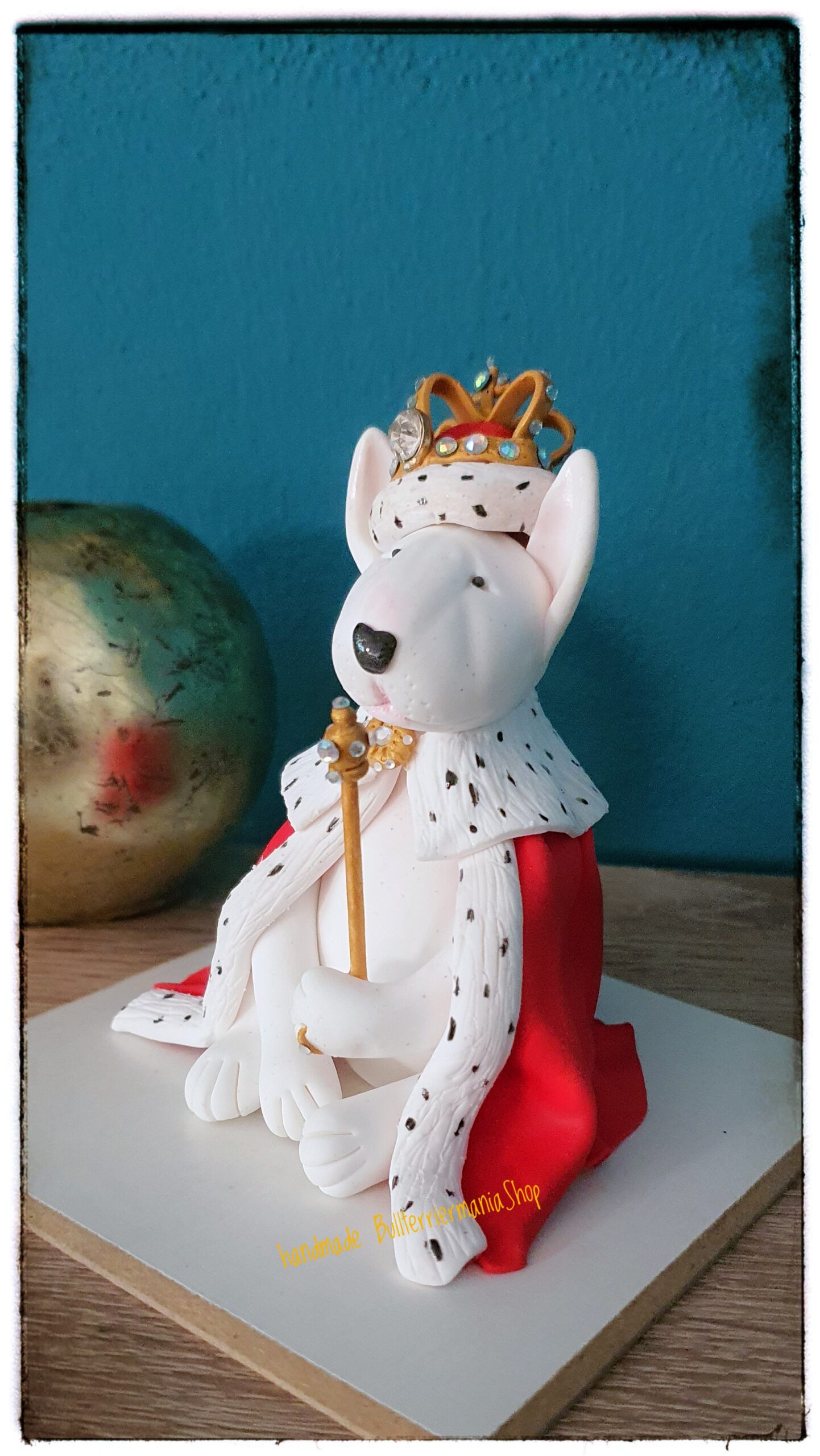 Handmade Royal King Bull Terrier figurine