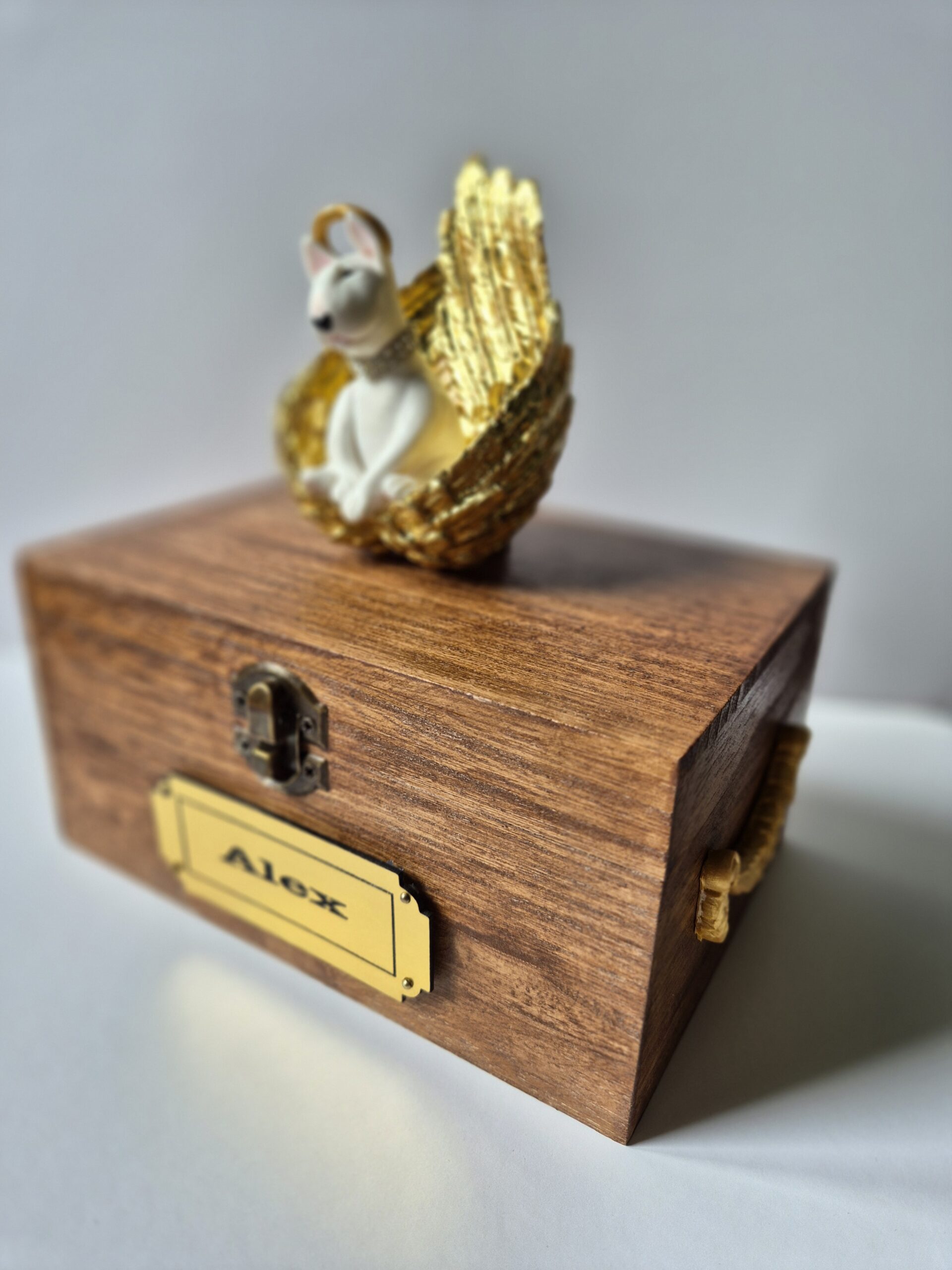 Bull Terrier Memorial Angel, Personalized Pet Memorial Wood Urn, Rainbow Bridge Dog Memorial, Bull Terrier Keepsake, Pet Loss Gift - Image 2