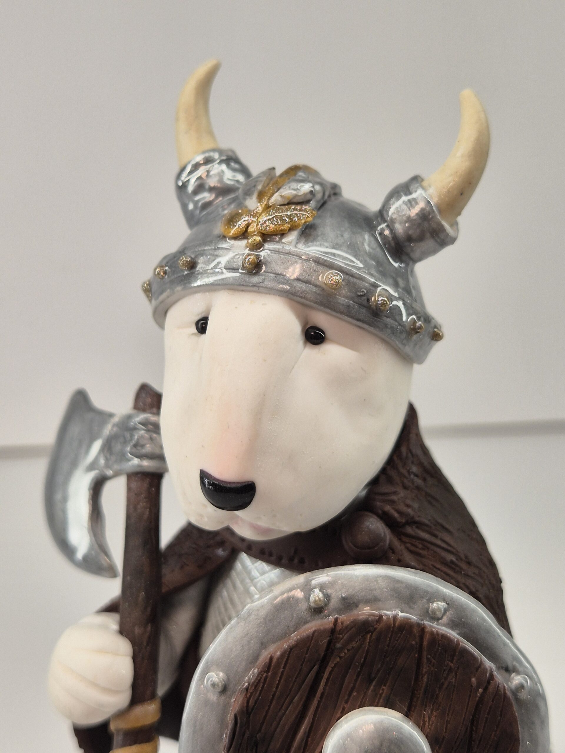 Norse Warrior Bull Terrier Figurine Handmade Viking Collectible - Image 2