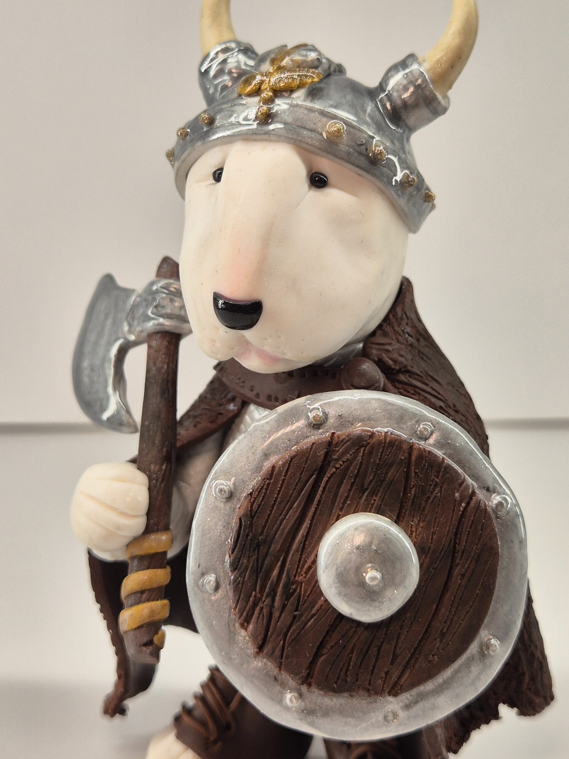 Norse Warrior Bull Terrier Figurine Handmade Viking Collectible - Image 3