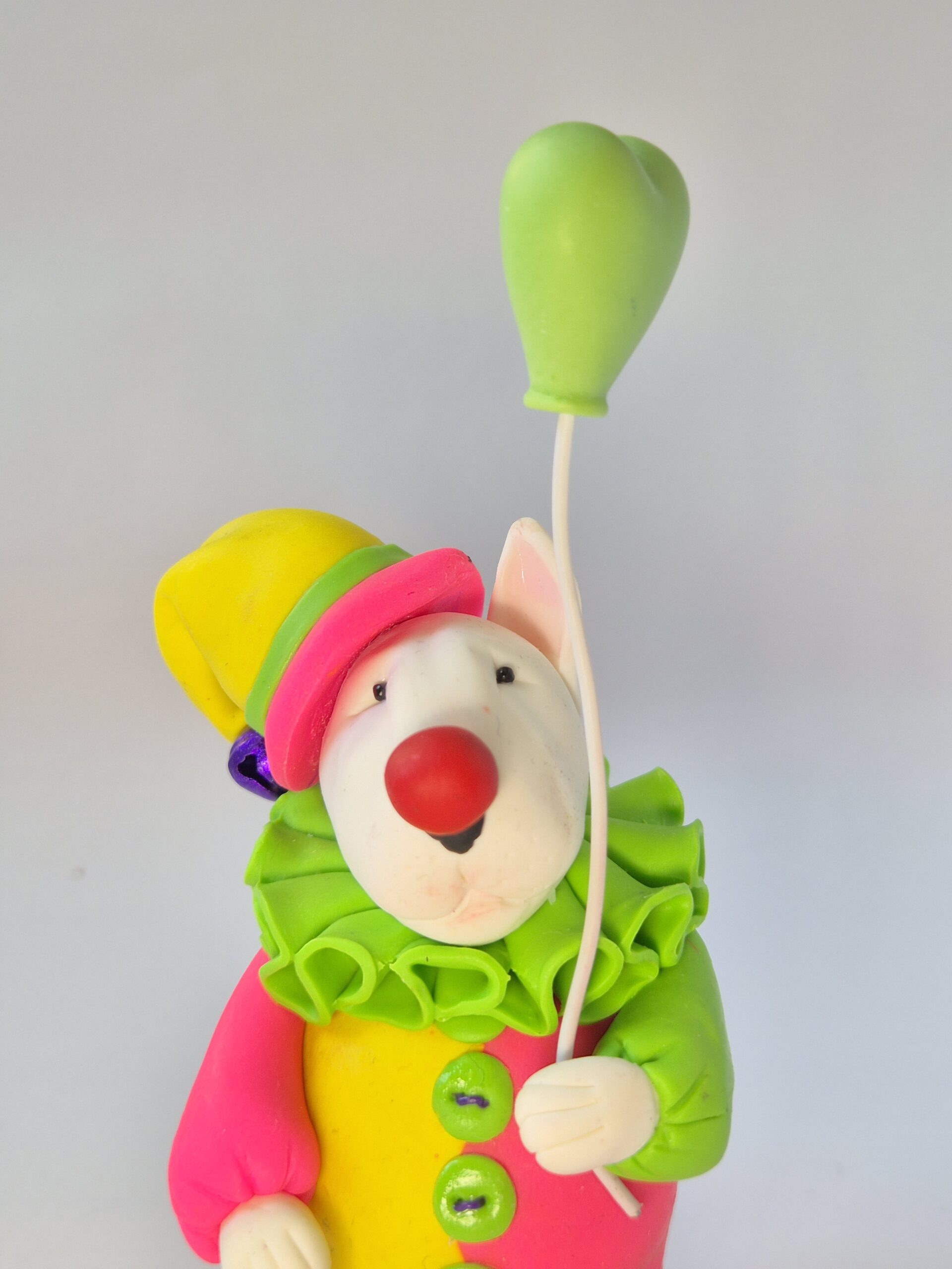 Handmade Bull Terrier Clown Figurine with Heart Balloon Bullterrier Gift - Image 6