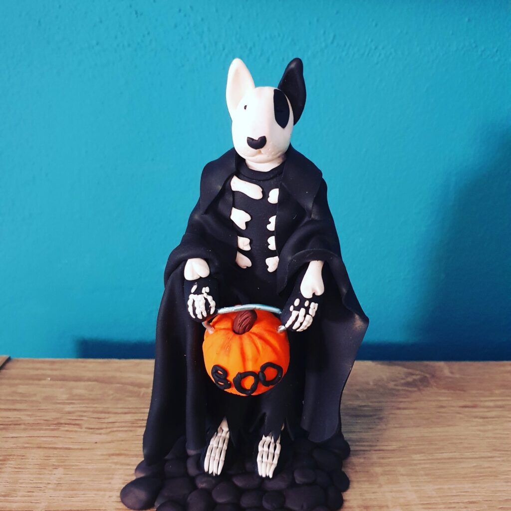 Halloween Skeleton Bull Terrier Figurine