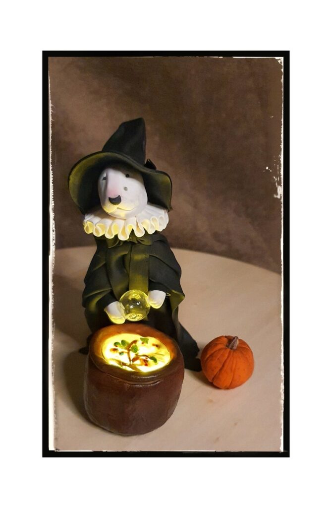 Bull Terrier Witch Figurine