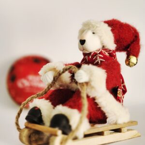 Bull Terrier Santa Figurine on Sleigh