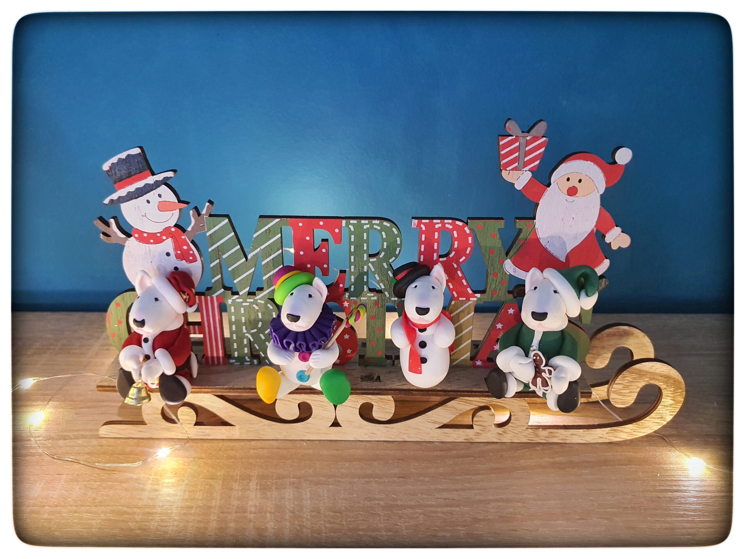 Festive Bull Terrier figurines