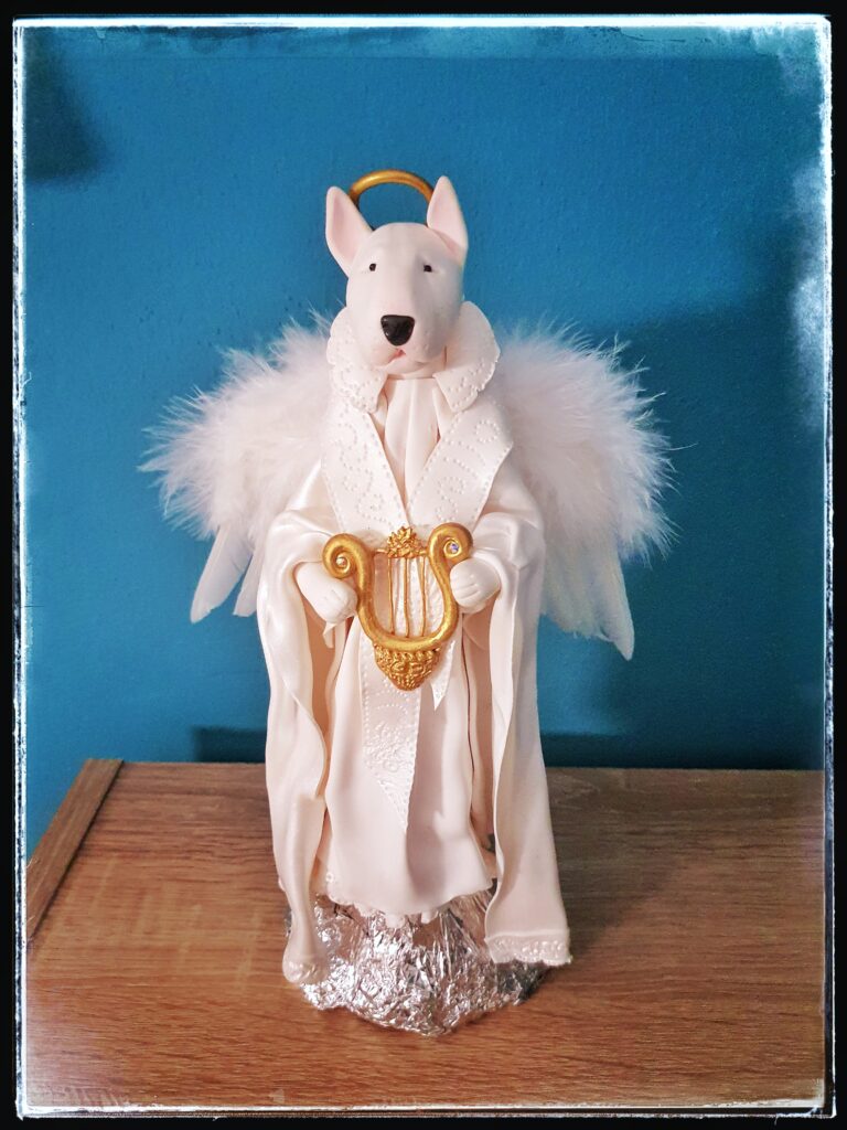 Bull Terrier Angel Tree Topper handmade Christmas decoration