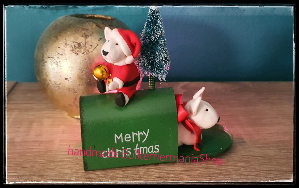 Bull Terrier Christmas Ornaments Santa Mailbox Figurine