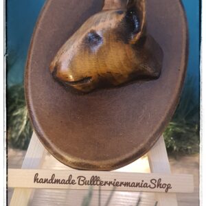Bull Terrier walnut wood wall plaque