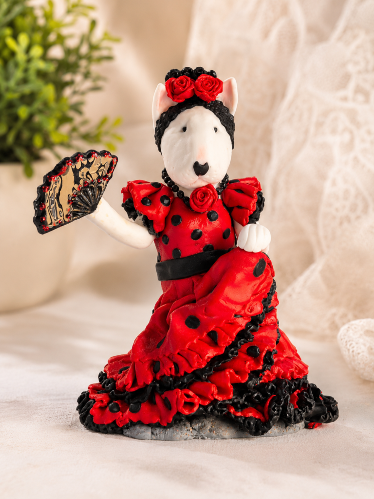 Handmade Bull Terrier Flamenco Figurine