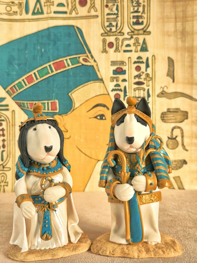 Egyptian Bull Terrier Couple Handmade Figurines