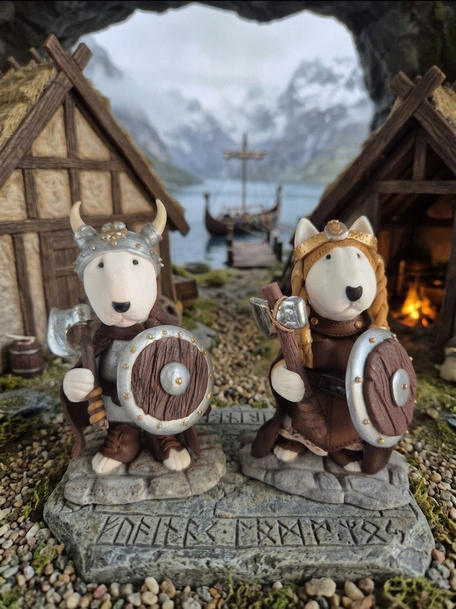 Handmade Viking Bull Terrier Couple