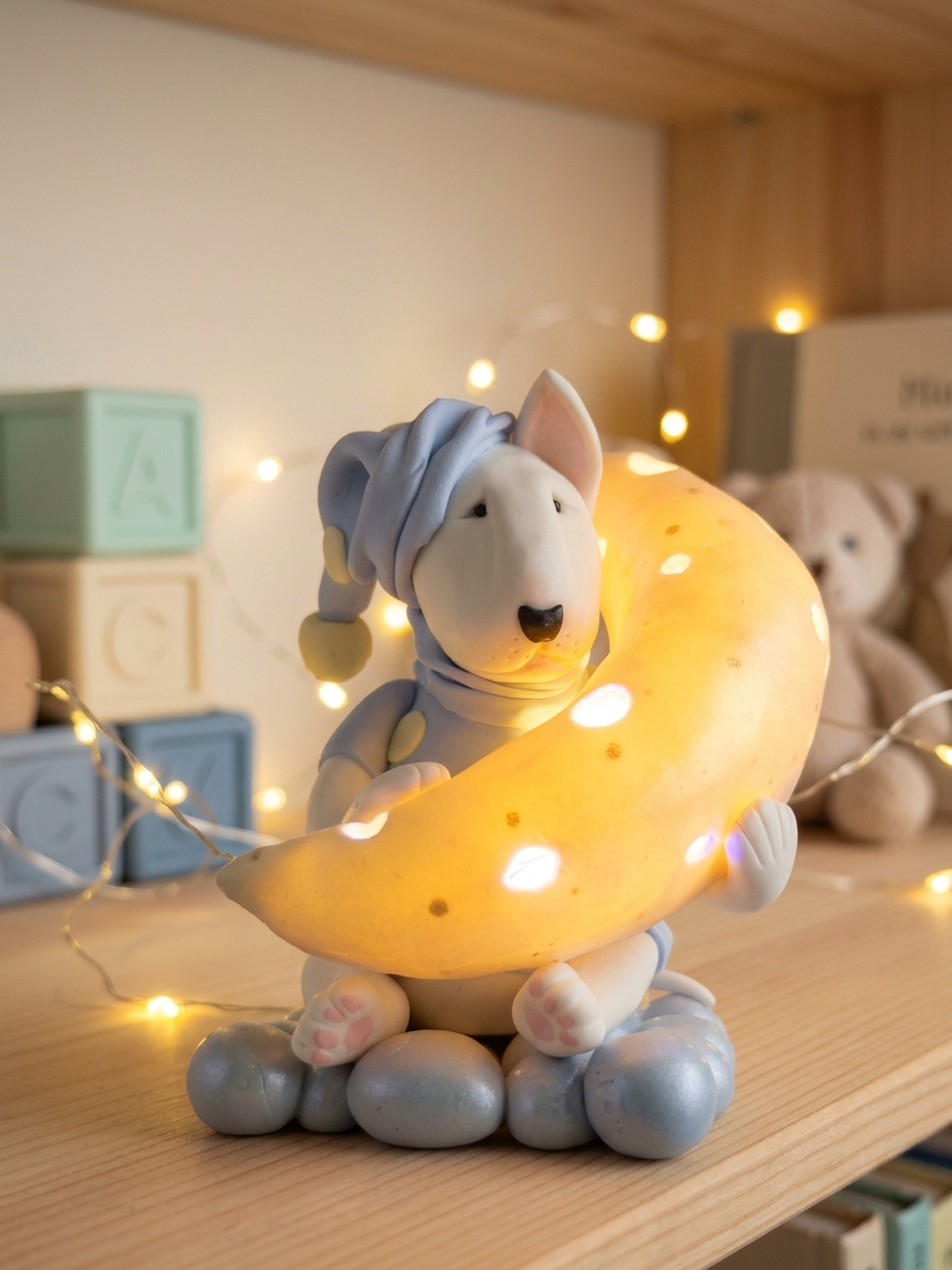 Bull Terrier Night Light Handmade Moon Lamp Figurine - Image 3