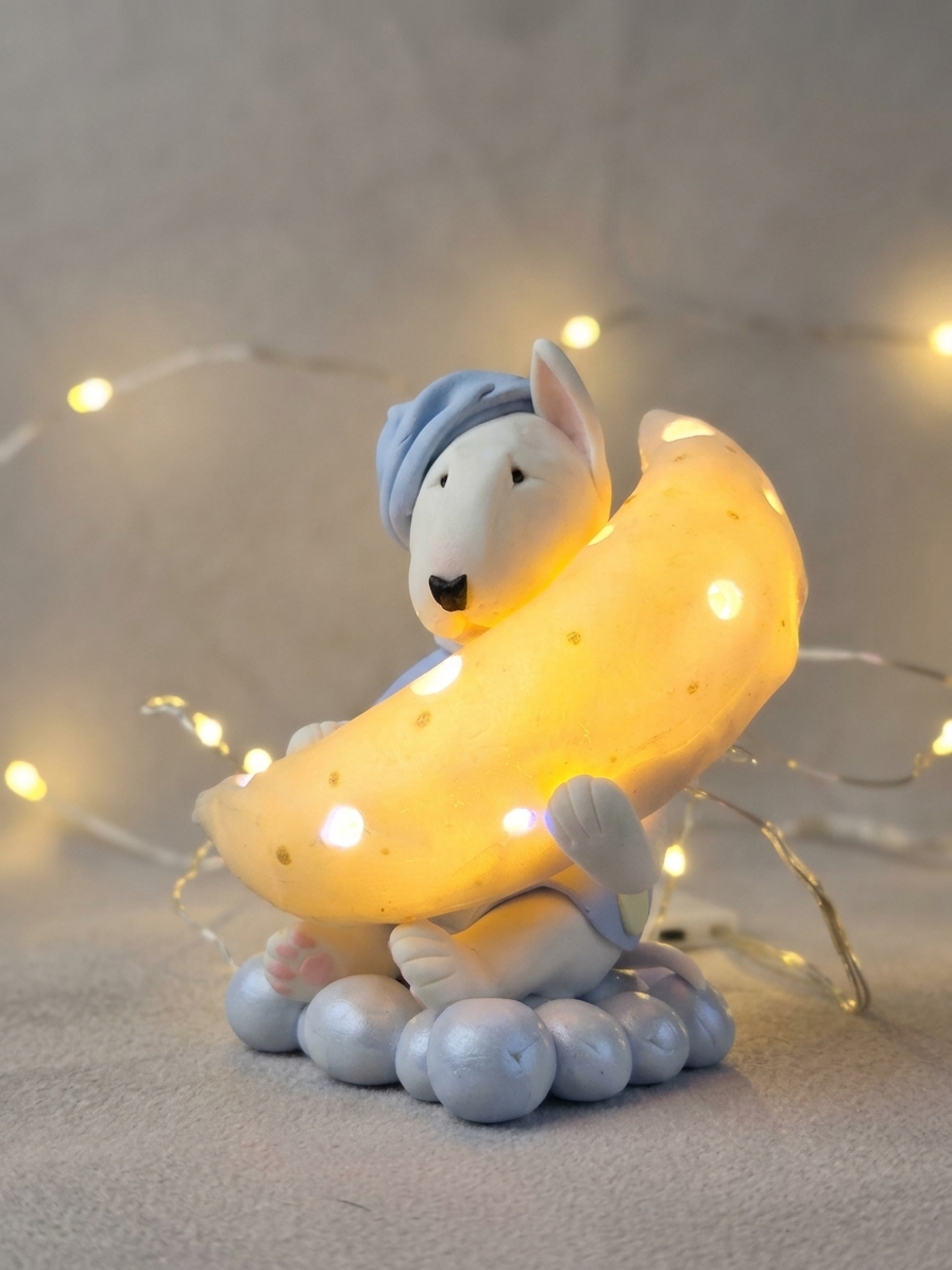 Bull Terrier Night Light Handmade Moon Lamp Figurine - Image 4