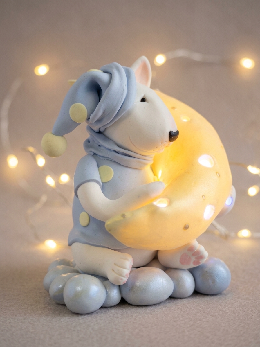 Bull Terrier Night Light Handmade Moon Lamp Figurine - Image 2